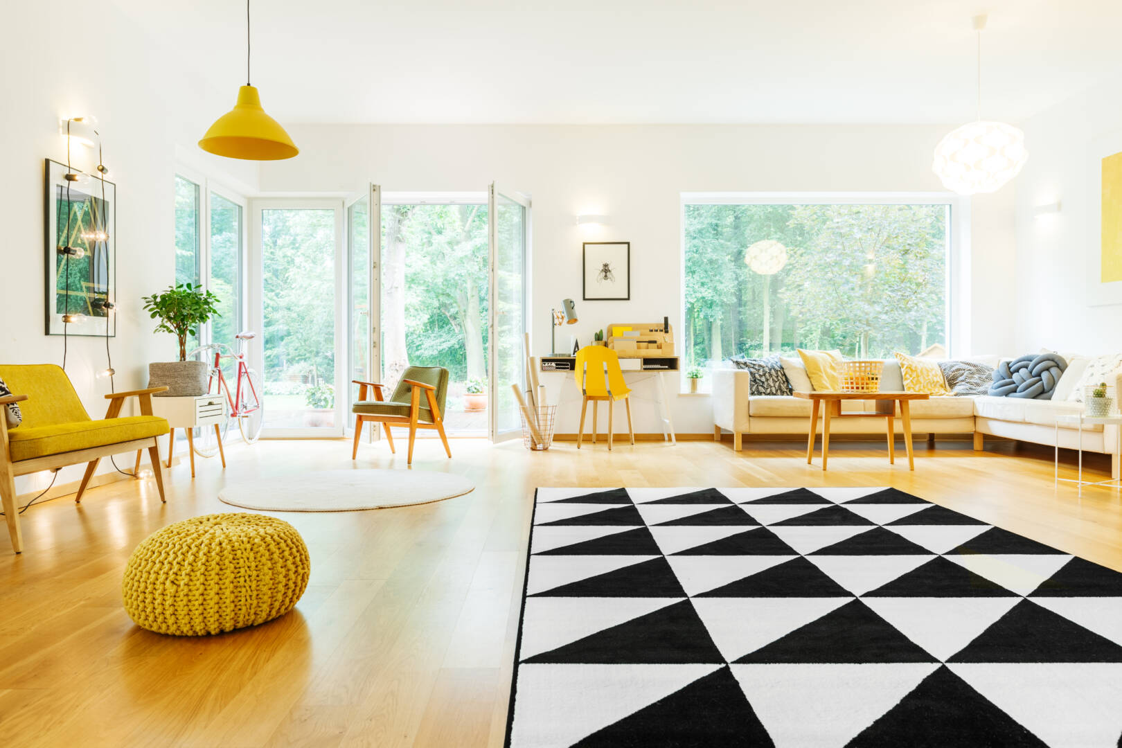 Spacious apartment with triangle carpet